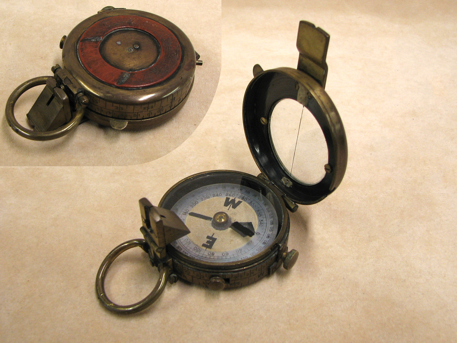 WW1 era Verner's Pattern MK VI prismatic marching compass owned by J A Street